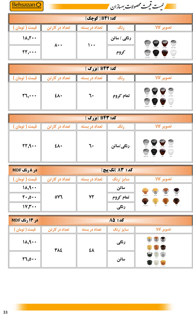 لیست قیمت صفحه 33 بهسازان